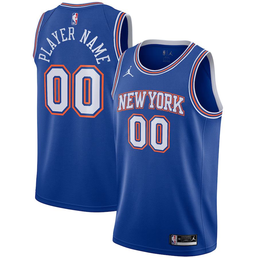 Men New York Knicks Jordan Brand Blue Swingman Custom NBA Jersey->new york knicks->NBA Jersey